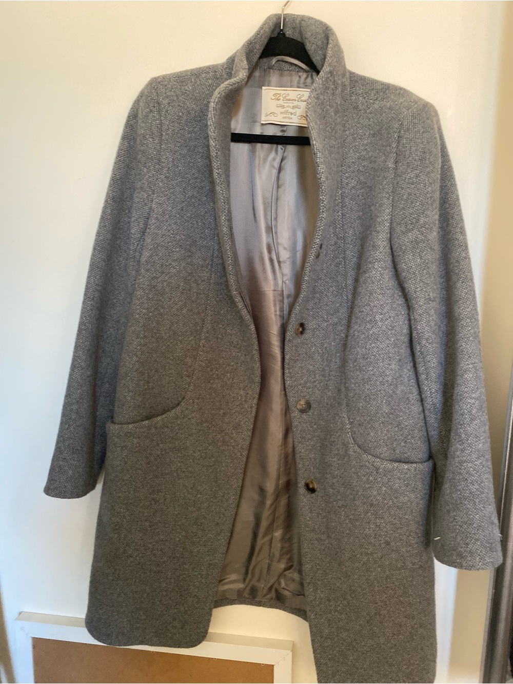 Aritzia Light Gray Wool Trench Coat